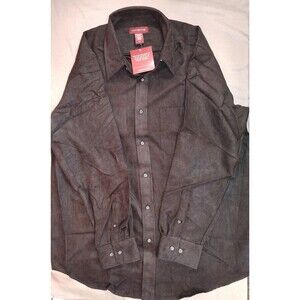 Men's Covington Long Sleeve Microsuede Button Down Shirt Black Large